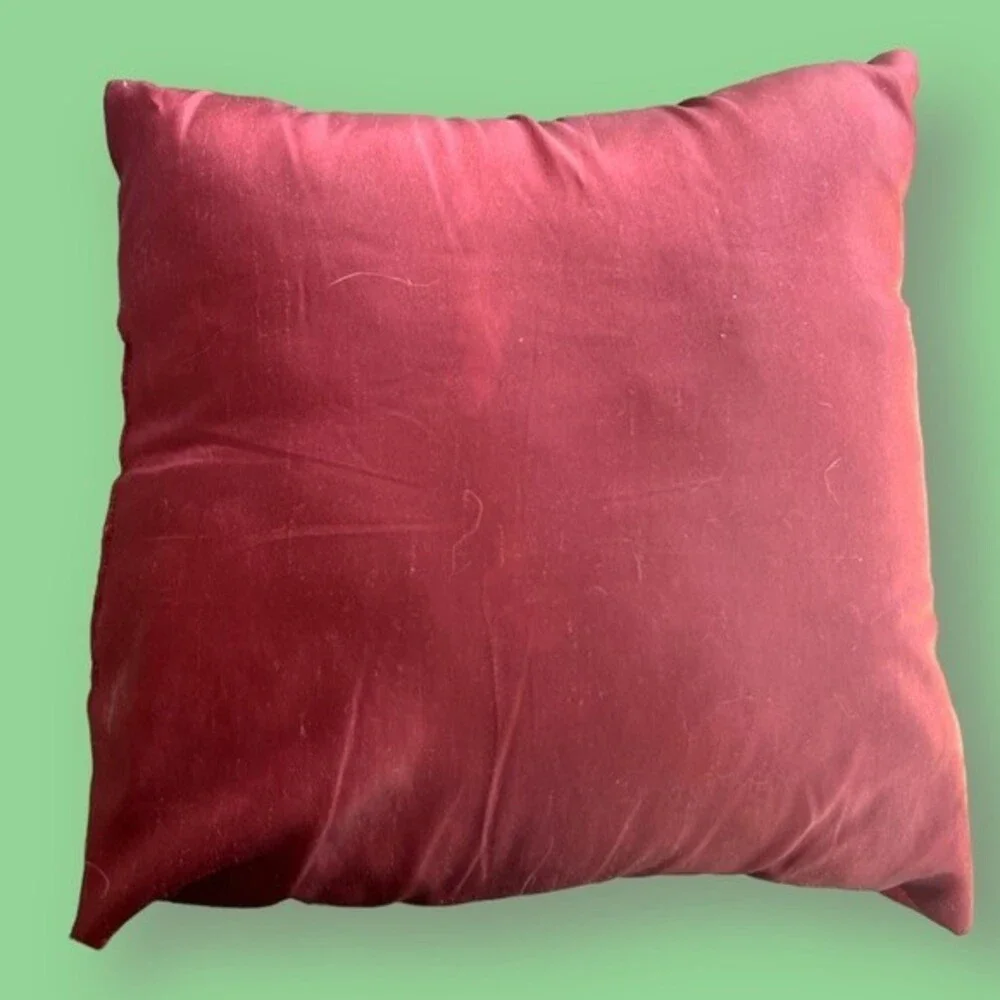 Decorative Maroon Floral Throw Pillow 16x16 Accent Cushion Large Flower Design